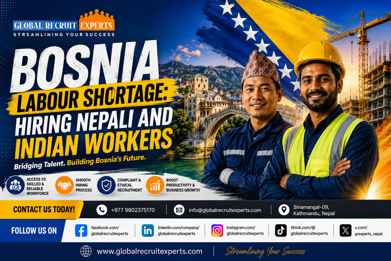 Bosnia Hiring Nepali and Indian Workers
